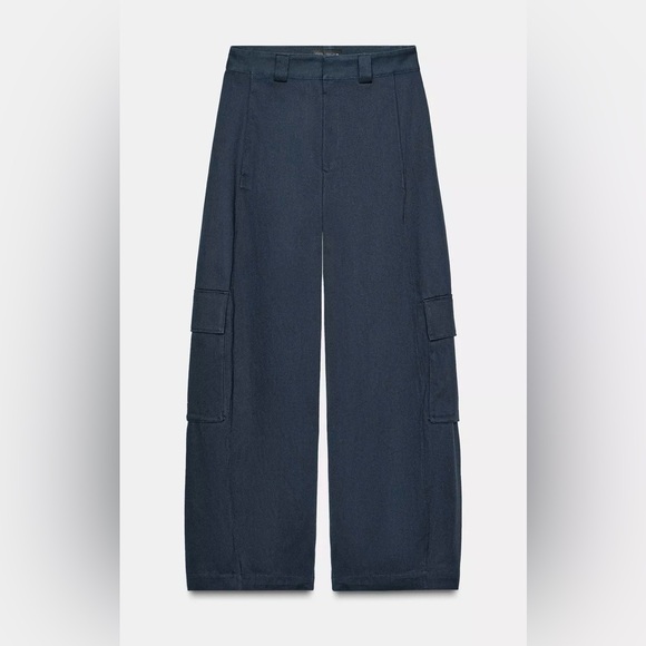 Women's Mid rise Navy Wide-Leg Pants Xs (but feels like Small) - Picture 2 of 3